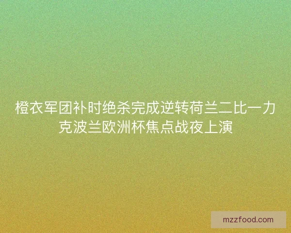 橙衣军团补时绝杀完成逆转荷兰二比一力克波兰欧洲杯焦点战夜上演
