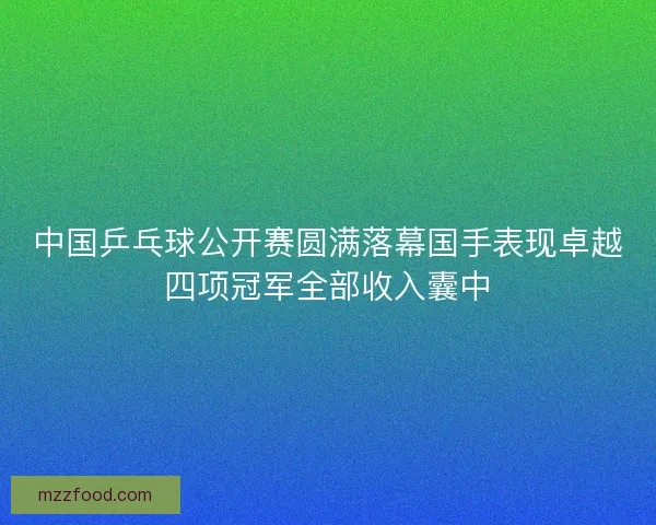 中国乒乓球公开赛圆满落幕国手表现卓越四项冠军全部收入囊中